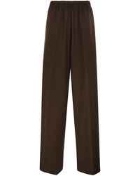 Fabiana Filippi - Stretchwollen Broek Met Wijde Pijpen En Elastische Tailleband - Lyst