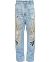 MM6 by Maison Margiela - Light Distressed Relaxed-Fit Jeans - Lyst
