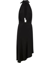Elisabetta Franchi - Satin Midi Kleid mit asymmetrischem Rock - Lyst