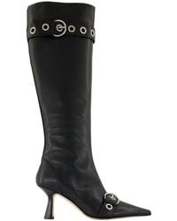Aeyde - Schwarze Lederstiefel Mit Spitzer Kappe - Lyst