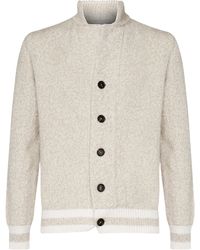 Eleventy - Gestreifter Cardigan Mit Hohem Kragen Aus - Lyst