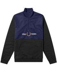 Fred Perry Half Zip Pull-over Black Sweater - Blue