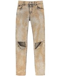 Dolce & Gabbana - Skinny Jeans In Overdekte Denim - Lyst