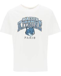 Maison Kitsuné - T -Shirt mit Campus Fox Print - Lyst