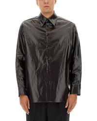 MM6 by Maison Margiela - Shiny Coated Linen Shirt - Lyst