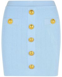Balmain - Hellblauer Viskose -Mischung Minirock - Lyst