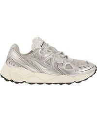 RUN OF - Leather And Fabric Trainers - Lyst