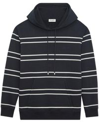 Saint Laurent - Gestreepte Katoenen Hoodie - Lyst