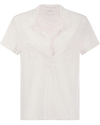 Majestic - Short Sleeved Linen Polo Shirt - Lyst