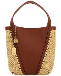Chloé - Two-Tone Leather And Raffia Bucket Bag - Lyst