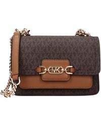 Michael Kors - Borse A Spalla Heather Xs Donna Tessuto Marrone/Acorn - Lyst