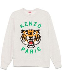 KENZO Tiger Print Cotton Sweatshirt in Black Lyst