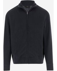 Vince - Cotton Blend Zip-Up Sweater - Lyst