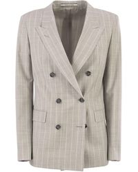 Tagliatore - Blazer De Rayas diplomáticas Con Doble Botonadura De Lana Virgen Y Seda - Lyst