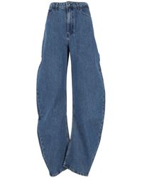 ROTATE BIRGER CHRISTENSEN - Draped Barrel Leg Jeans Medium Denim (Regular Fit) - Lyst