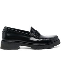 Saint Laurent - Leather Moccasin Penny Loafers - Lyst