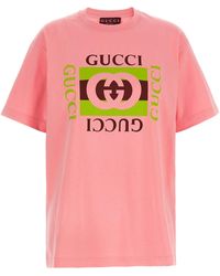 Gucci - T-shirt Met ' Incrocio Gg E Web'-print - Lyst