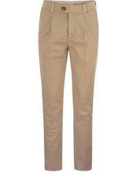 Brunello Cucinelli - Garment Dyed Leisure Fit Trousers In American Pima Comfort Cotton With Pleats - Lyst