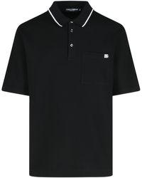 Dolce & Gabbana - Schwarzes Baumwoll -Polo -Hemd - Lyst