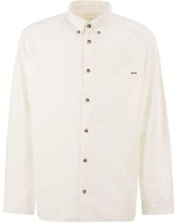 A.P.C. - Katoenen Overhemd Met Knoopsluiting En Geborduurd Logo - Lyst