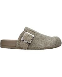 Loewe - Ease Clogs And Slide Sandals Suede/Khaki - Lyst