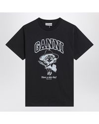 Ganni - T-Shirt With Logo Print - Lyst