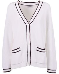 Kangra Cashmere - Cardigan Pannocchia Bordi A Contrasto - Lyst