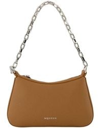 McQueen - T bar mini sac à main Alexander mc queen en cuir marron - Lyst