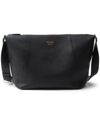 Prada - Logo Stamp Leather Shoulder Bag - Lyst