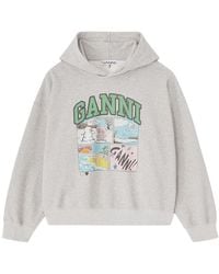 Ganni - Graphic Hood Sweatshirt - Lyst