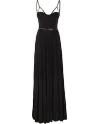 Elisabetta Franchi - Vestido de alfombra roja de punto lamé con cinturón de - Lyst