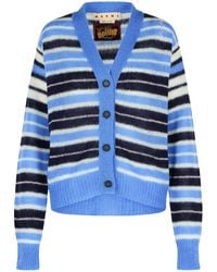 Marni - Blue Mohair Wolle Mischung Strickjacke - Lyst