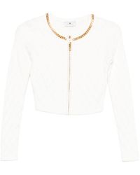 Elisabetta Franchi - Chain-Trim Diamond-Pattern Cardigan - Lyst