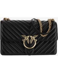 Pinko - Quilted Leather Crossbody Flap Bag - Lyst
