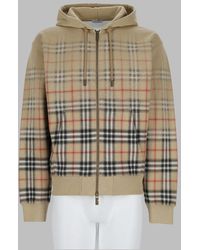 Burberry - Check Zip-Up Hoodie - Lyst