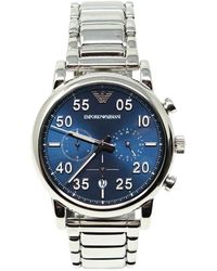 Emporio Armani Chronograaf Ar11132 Zilveren Horloge - Blauw