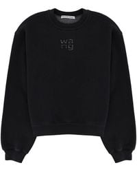T By Alexander Wang - Alexanderwang. T Crystal Hotfix Logo Sweatshirt - Lyst