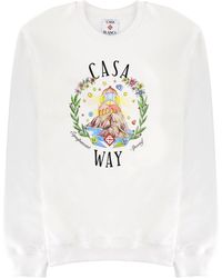 CASABLANCA - Graphic Cotton Crewneck Sweatshirt - Lyst