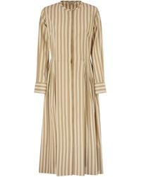 Antonelli - Striped Cotton Midi Dress With Tailored Pleats - Lyst