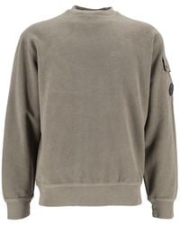C.P. Company - Relaxed Fit Crew Neck Sweatshirt With Unique Buttoned Patch Pocket - Lyst