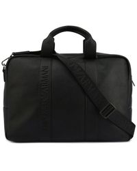 Emporio Armani Black Leather Travel Bag