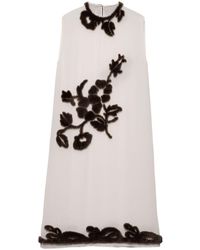 Prada - Embroidered Georgette Dress - Lyst
