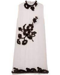 Prada - Embroidered Georgette Dress - Lyst