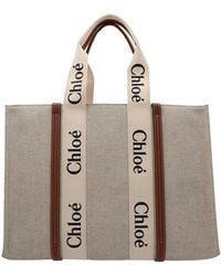 Chloé - Woody Linnen Shopper - Lyst