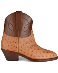 Ralph Lauren - Almond Toe Cowboy Ostrich Leather Boots - Lyst