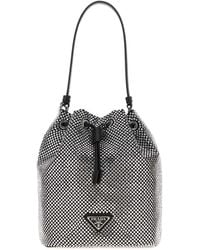 Prada - Embellished Satin Bucket Bag - Lyst