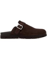 Prada - Dark Suede Slippers - Lyst