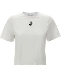 JW Anderson - J.W.Anderson 'Anchor Embroidery Pannelled Cropped' T-Shirt - Lyst