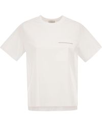 Peserico - Stretch Cotton T-Shirt With Pocket - Lyst