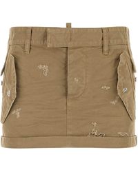 DSquared² - Dsquared Khaki Canvas Mini Skirt - Lyst